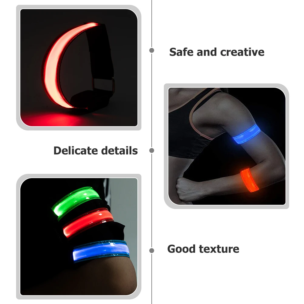

2pcs Rechargeable Glowing Armbands Reflective Night Running Gear Adjustable Sports Wristbands Outdoor Accessories For Cycling