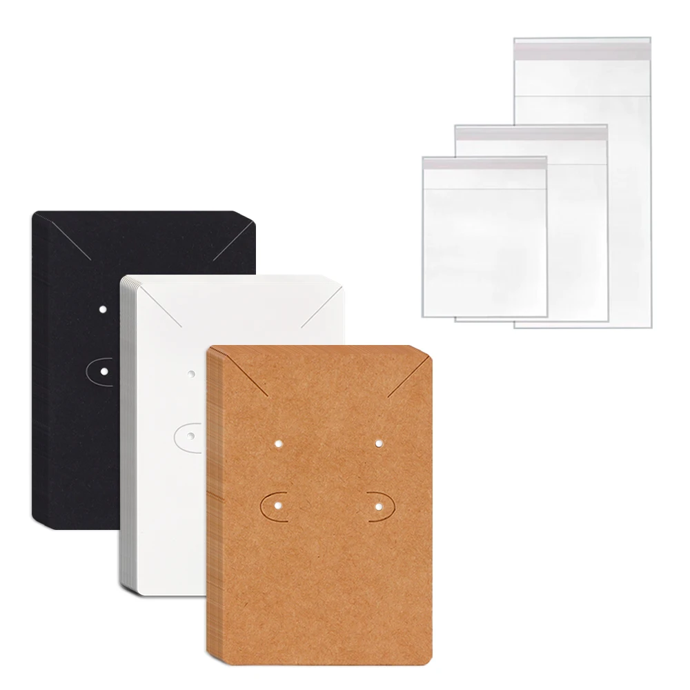 

50PCS 6x9cm Black White Chain Necklace Card Hoop Earrings Holder Cardboard For Jewelry Set DIY Packaging Supply Small Bussiness