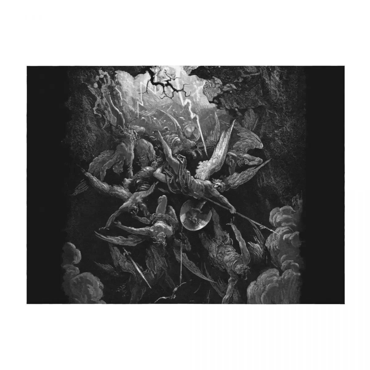 

Lithograph - Gustave Doré - Paradise Lost - The Mouth of Hell John Milton Throw Blanket Flannels Loose Giant Sofa Blankets