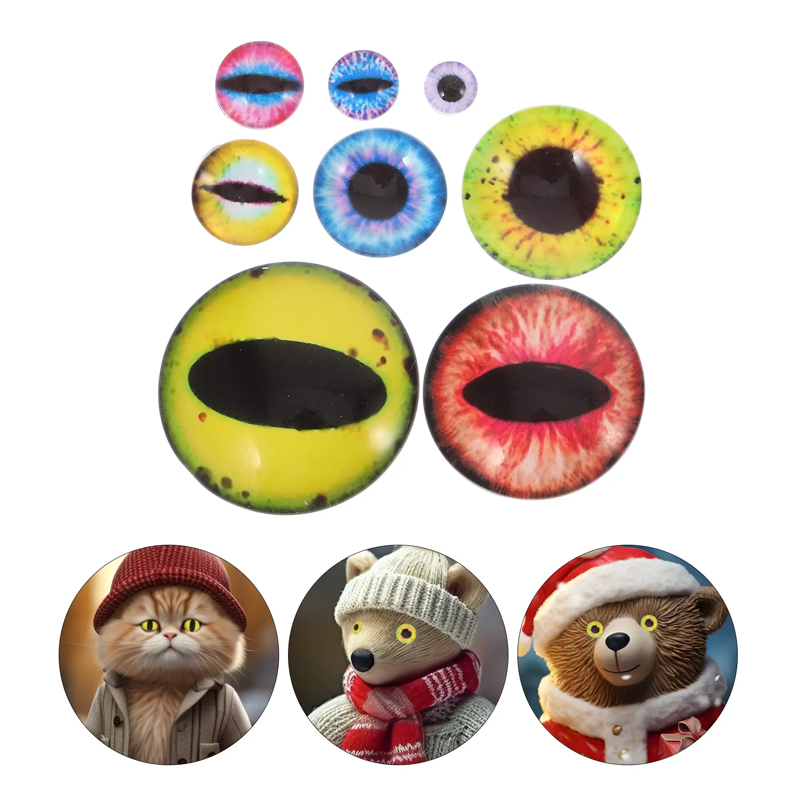 

160Pcs Glass Eyes Cabochons Colorful Flat Back Convex Gems for Clay Sculptures Jewelry Making Supplies Realistic