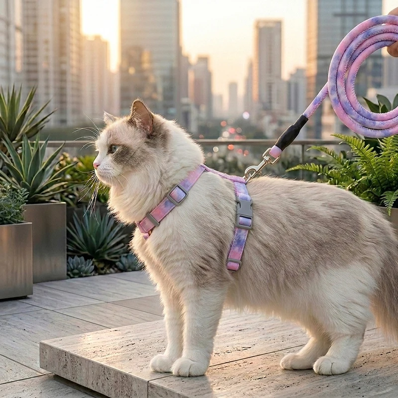 

Pawbient Cat Harness Leash Set Escape Proof H-Shape Soft Adjustable Vest Choke-Free Lightweight Outdoor Walking Kitten Puppy