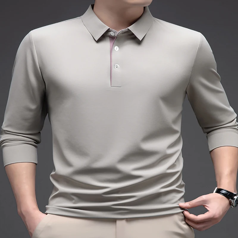 Polo de Golf de manga larga para hombre, Top informal de negocios a la moda, primavera y otoño, novedad de 2024