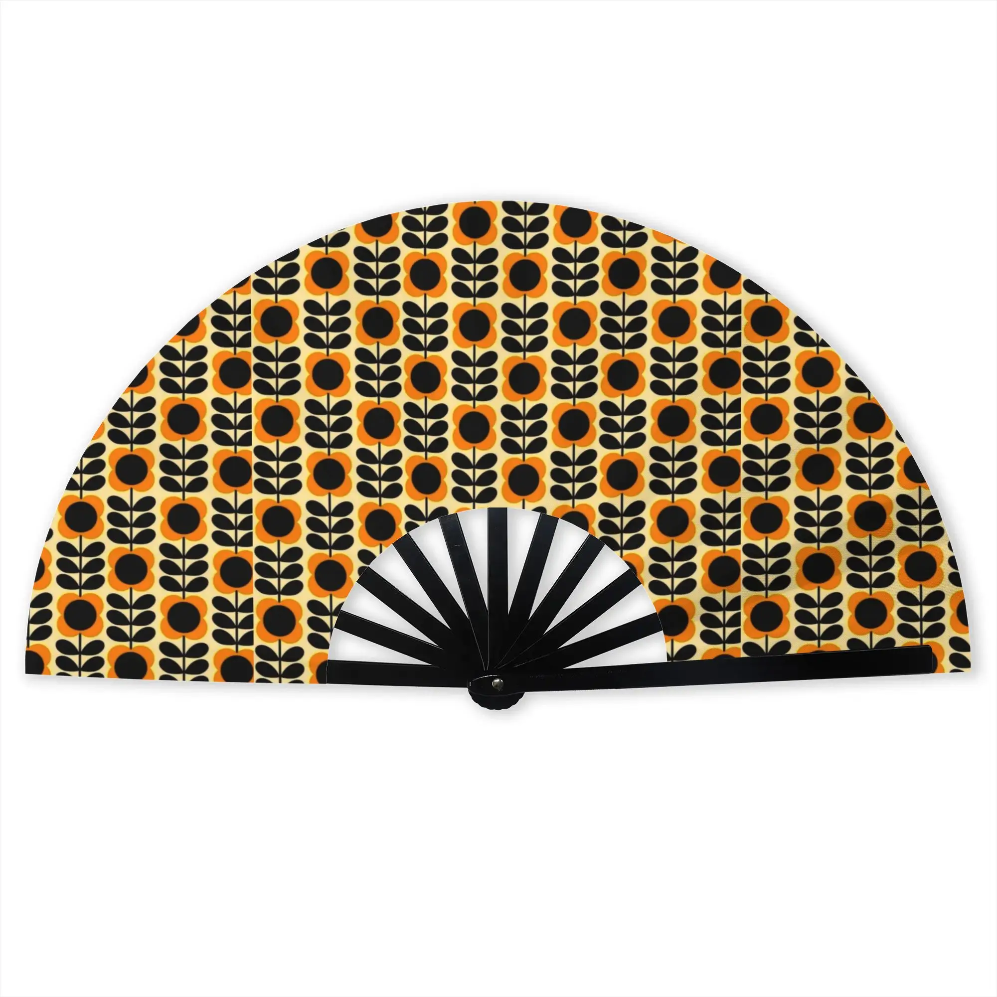 Orla Kiely Multi Stem Flowers Folding Fan Oriental Art Scandinavian Style High-Quality Polyester Fans Gift Decorative Hand Fan