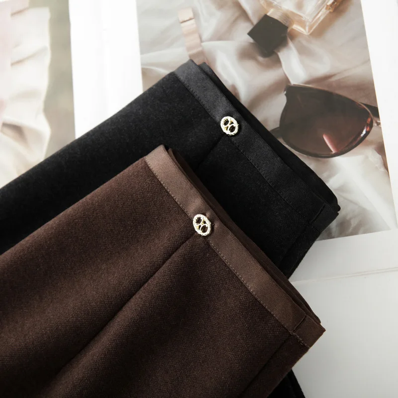 Коричневая женская юбка-миди трапециевидной формы, утягивающая, драпированная, облегающая юбка