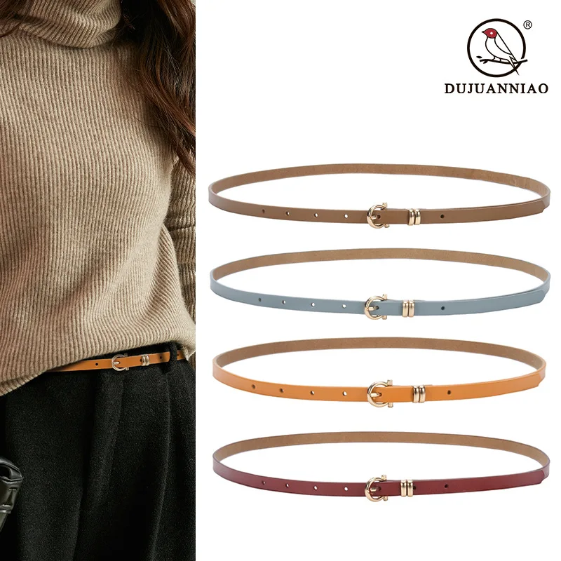 2025 جديد المرأة نحيل حزام جلد قابل للتعديل عالية الخصر حزام جلد البقر الحقيقي للسراويل القصيرة الحد الأدنى الصيف الأساسية