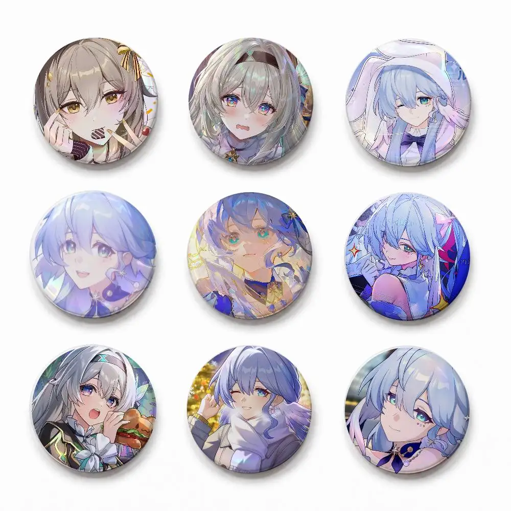 Honkai Star Rail Robin Firefly Round Button Badge Pin Set Anime Cartoon Game Music Cool Fashion Brooch For Backpack Clothes Hat