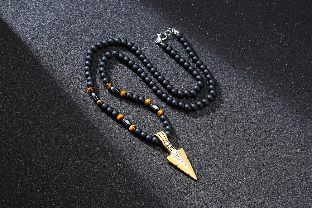 HERREN SCHWARZE CARNELIANISCHE STEIN ROSAIRPERLEN-HALSKETTE CROSS CRUCIFIX KATHOLISCHER MÄNNLICHER SCHMUCK – Detail 16