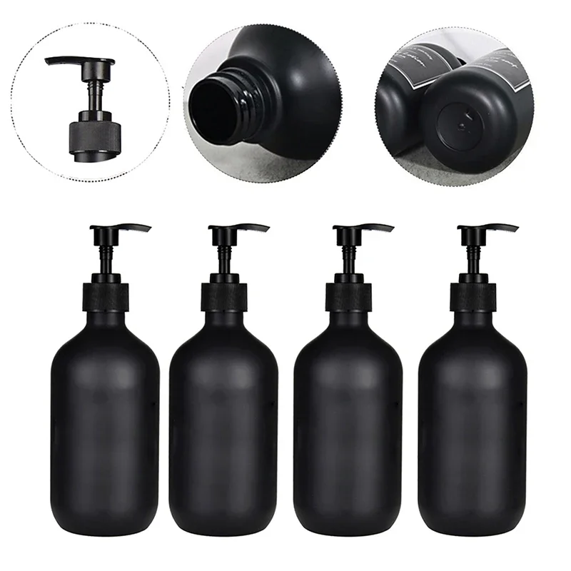 Matte Black Soap Dispenser Lotion Bottle Pump Refillable Empty Shampoo Conditioner Bathroom Shower Accessories 300/500ml