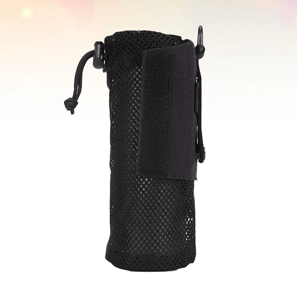 

Portable Water Bottle Bag for Hiking Camping with Mesh Bottom Black 550ml Foldable Pouch Durability Long Use Home Daily Item