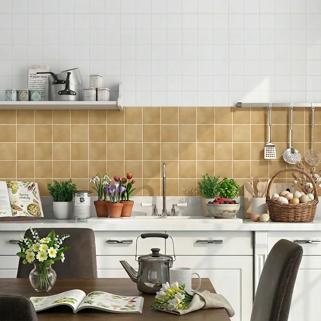 5/10/20PCS 3D Grid Wall Stickers 30x30cm, Beige Brown Peel and Stick Wall Panels, Waterproof for Kitchen and Living Room