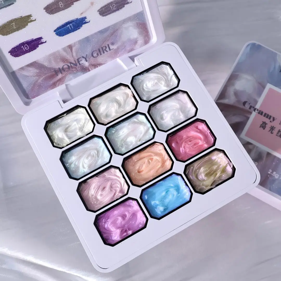 12-grid Dreamy Texture Gel Nails 3D Pearl Acetate Versatile Texture Shaping Gel， fashionable LED nail art kit  , perfect gift view 4