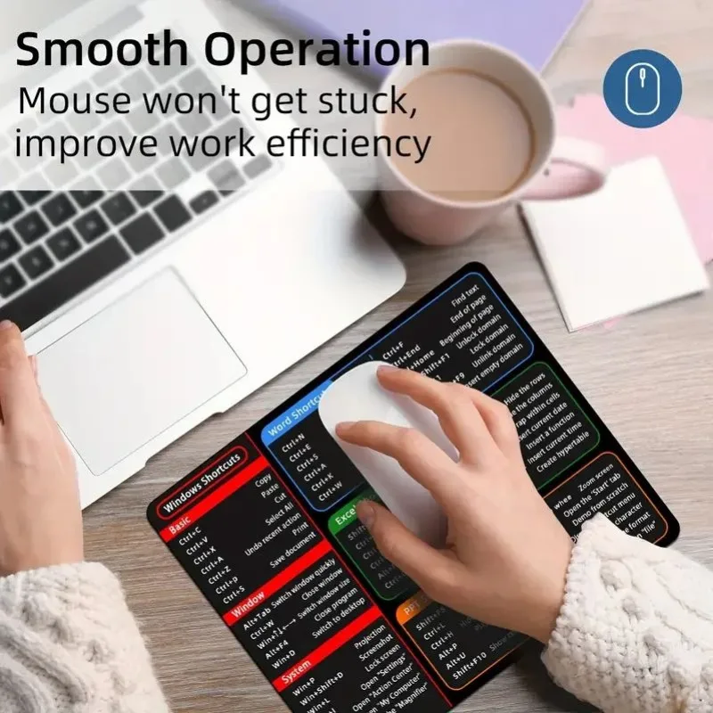 Computador Atalho Mouse Pad, Windows PC Teclado, Guia de Referência, Office Software, Excel, Non-Slip, Rubber Base