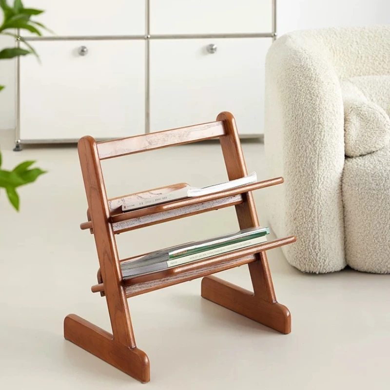 Medieval magazine rack Floor-to-ceiling solid wood bookshelf ornament