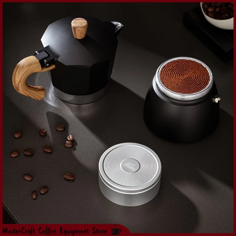 Moka Pot Coffee Distributor Coffee Dosing Ring 2 in 1 Single Double Valve Aluminum Dosing Funnel Anti Mess No Spill 64mm