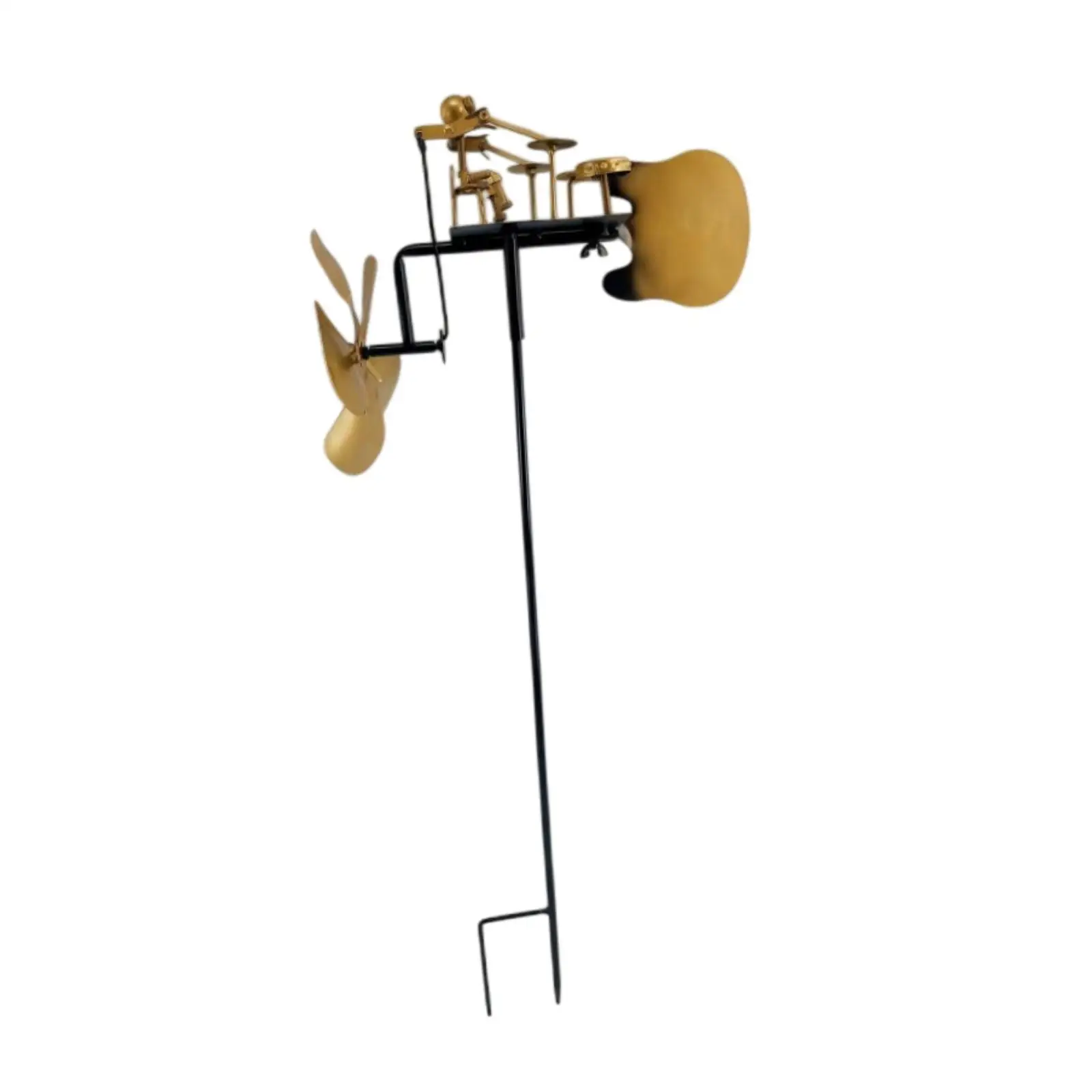 Metal Drummer Windmill Handmade Garden Decoration for Backyard Outdoor Patio
