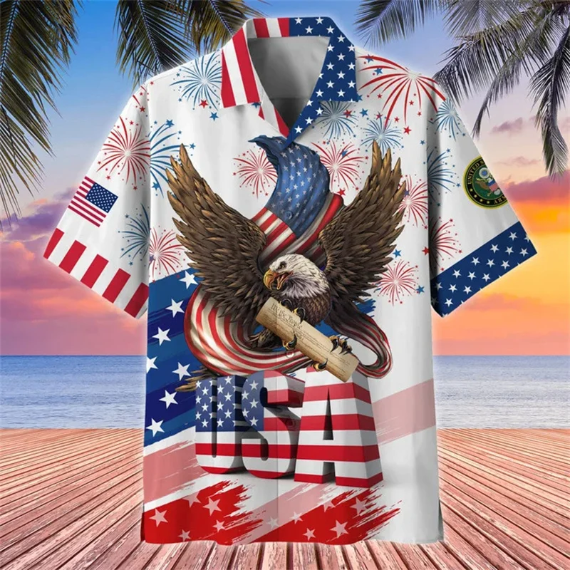 Camisas de soldados de los Estados Unidos con estampado 3D para hombres, camisas cortas de moda fresca, Tops de ropa hawaiana Y2k, nuevo, Verano