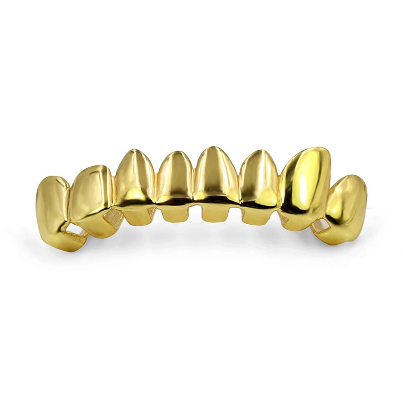 Juego de Grillz de dientes irregulares Unisex, 8 dientes, Color dorado, tapas de dientes extraíbles, joyería de moda