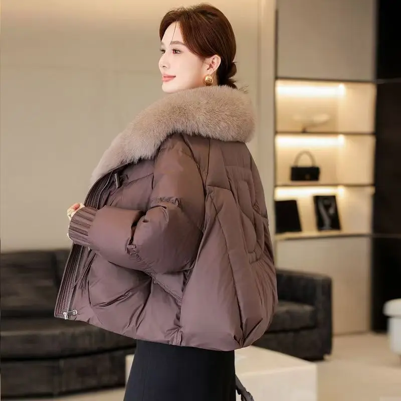 패션 라펠 플러시 코트 여성 스트리트웨어 루즈 캐주얼 지퍼 따뜻한 인조 모피 재킷 겨울 두꺼운 짧은 솜 패딩 재킷