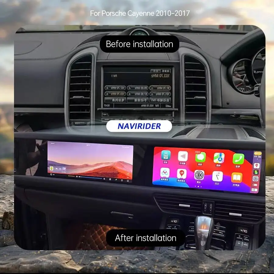 12 + 256 جيجابايت 12.3 + 12.3 بوصة أندرويد Carplay لبورشه كايين 2010-2016 ترقية التفاعلية شاشة مزدوجة مشغل فيديو الوسائط المتعددة