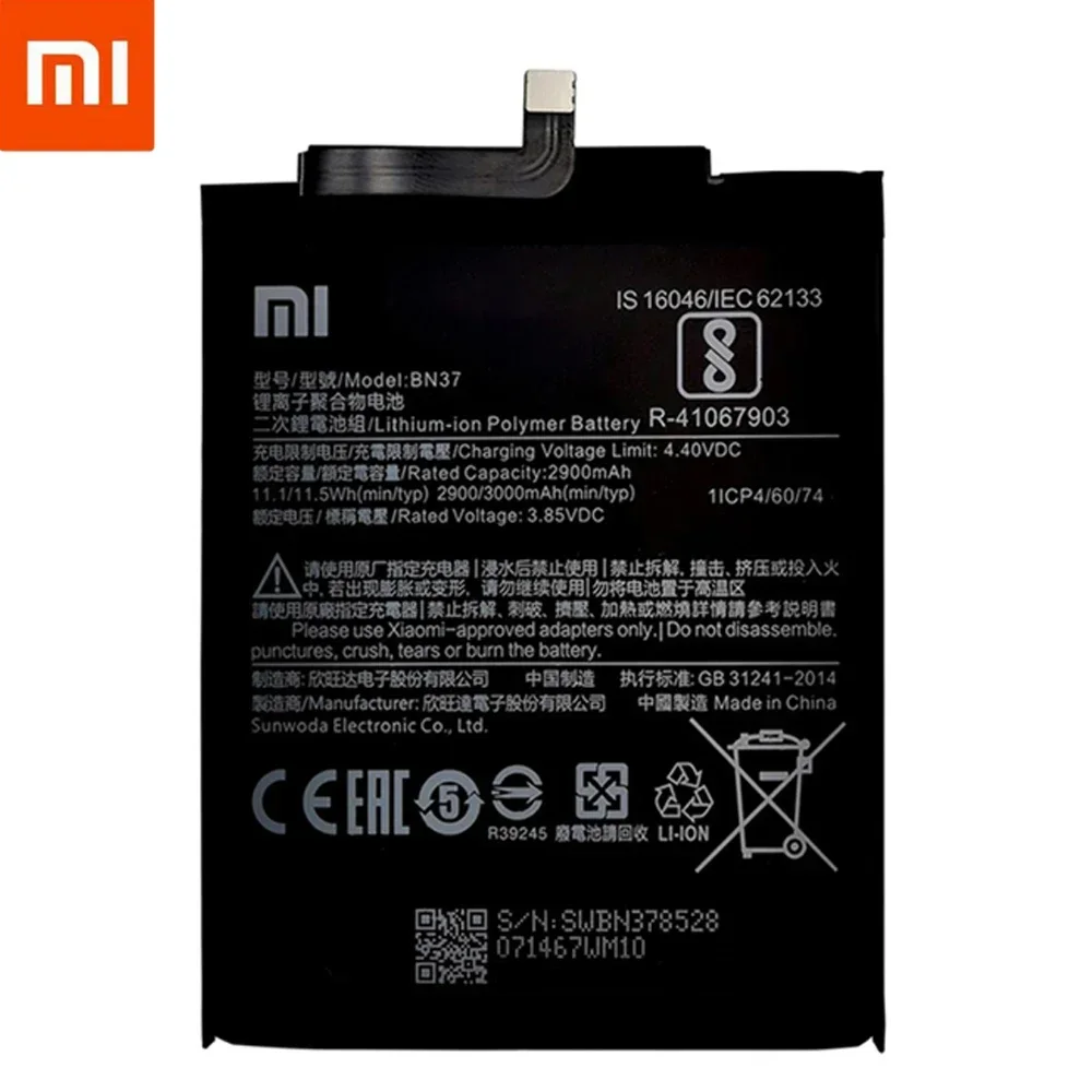 Replacement Battery For Xiaomi Mi Redmi 6, Redmi 6A, Redrice 6, BN37, Genuine Phone Battery, 3000mAh, Tools Kits, Original