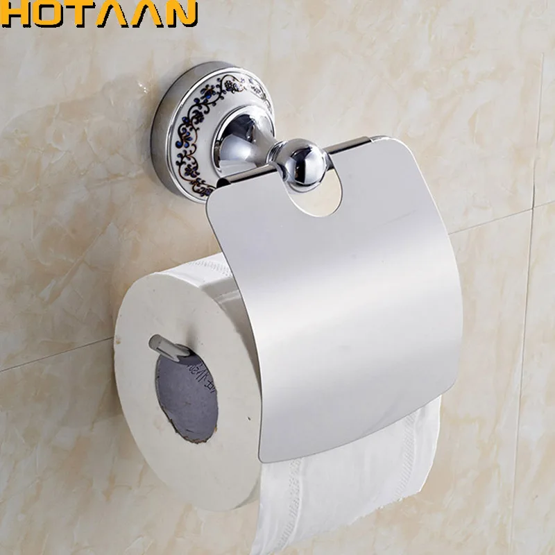 

Hot Sale Wholesale And Retail Promotion NEW Ceramic Chrome Brass Wall Mounted Toilet Paper Holder Waterproof Tissue Bar 11892