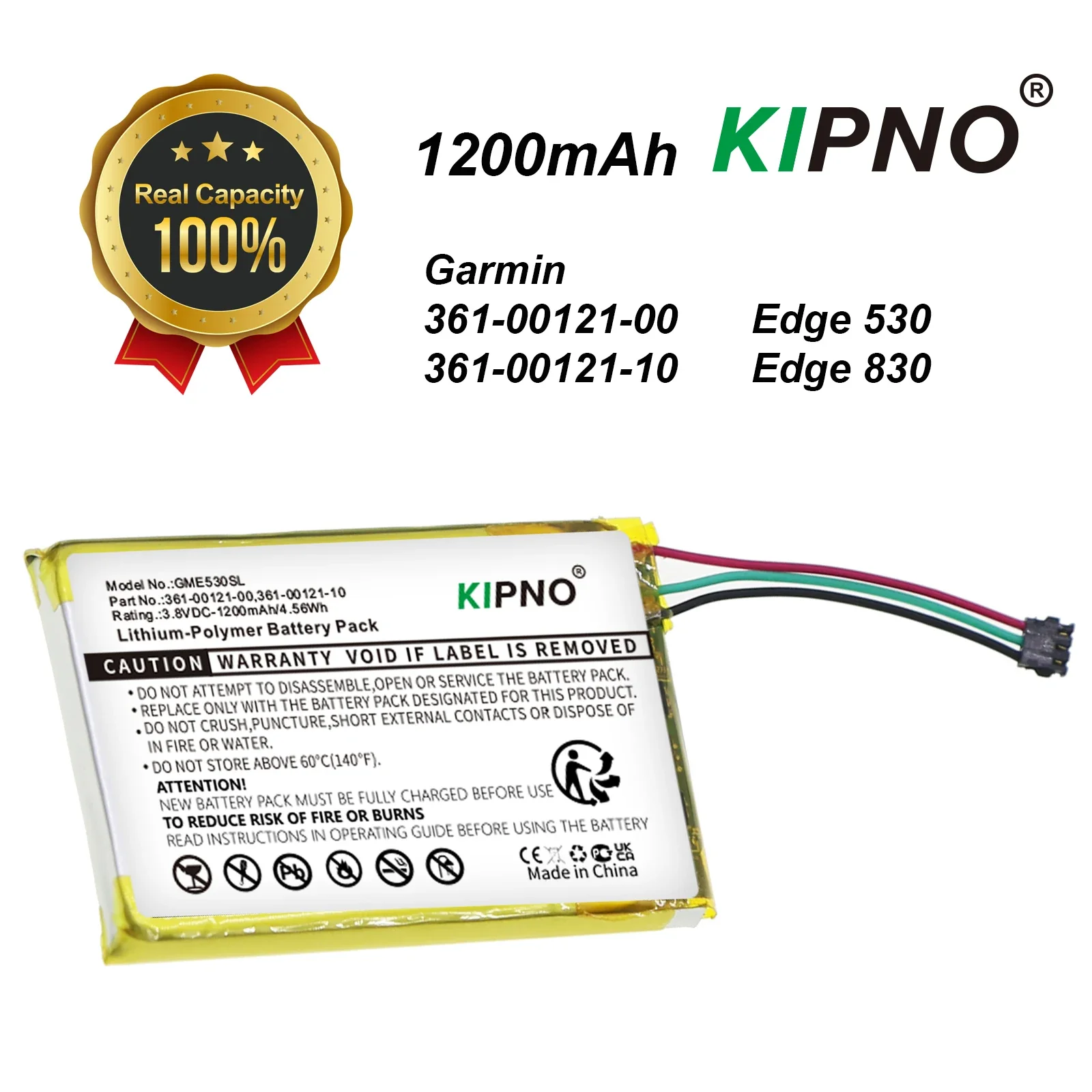 

GPS, Navigator 1200mAh Battery Garmin 361-00121-00 361-00121-10 Edge 530 Edge 830