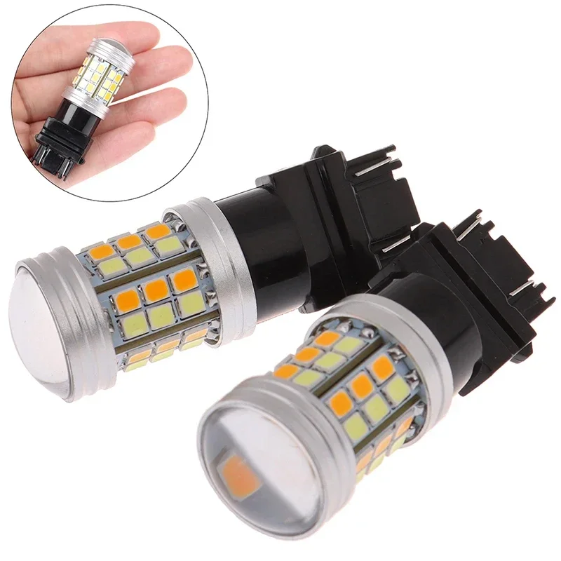 1pc dupla cor luz de estacionamento led t25 3157 p27/7w 45smd carro drl turn signal lâmpada luzes automáticas lâmpada 12v acessórios do carro