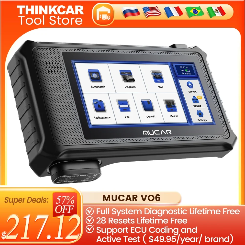 MUCAR VO6 OBD2 Scanner Full System Diagnostic Tools 28 Resets Auto Scan Tools  Support ECU Coding Bidirectional Control Function