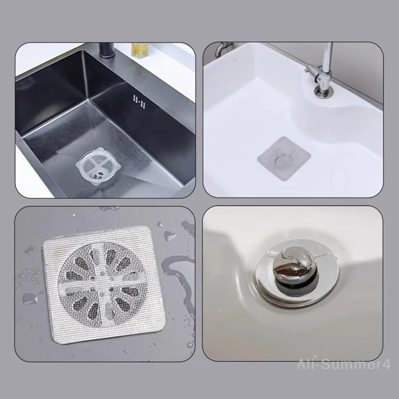 5/10PC Disposable Shower Floor Drain Filter Hair Catcher Kitchen Sink Sewer Outfall Stopper Bathroom Mesh Stickers Cleaning Tool