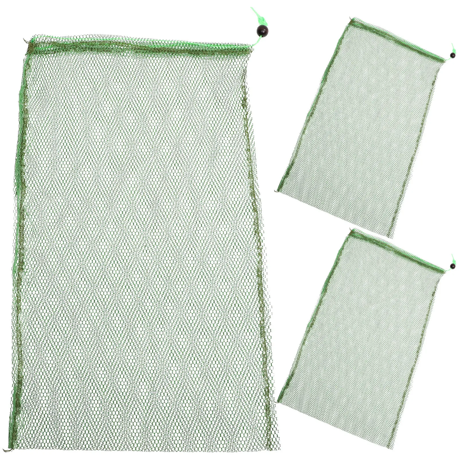 3pcs Fish Net Mesh Bags Quick-Drying Foldable Lightweight Net Pouch For Outdoor Fishing Tools Accessories Fish Collection Bag