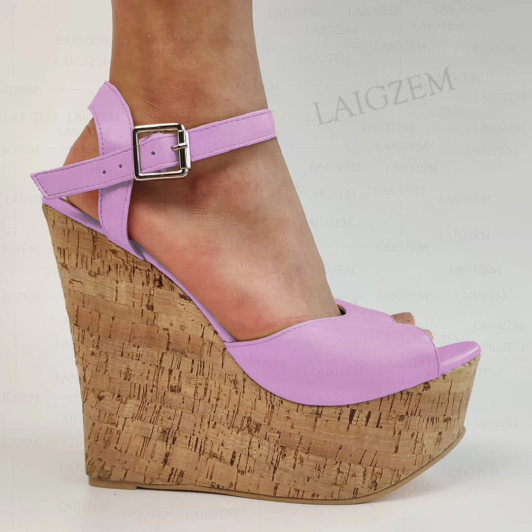 ZHIMA Women Sandals Platform Wedges Ankle Strap Height Increase Pumps Party Summer Female Shoes Woman Big Size 41 44 4752