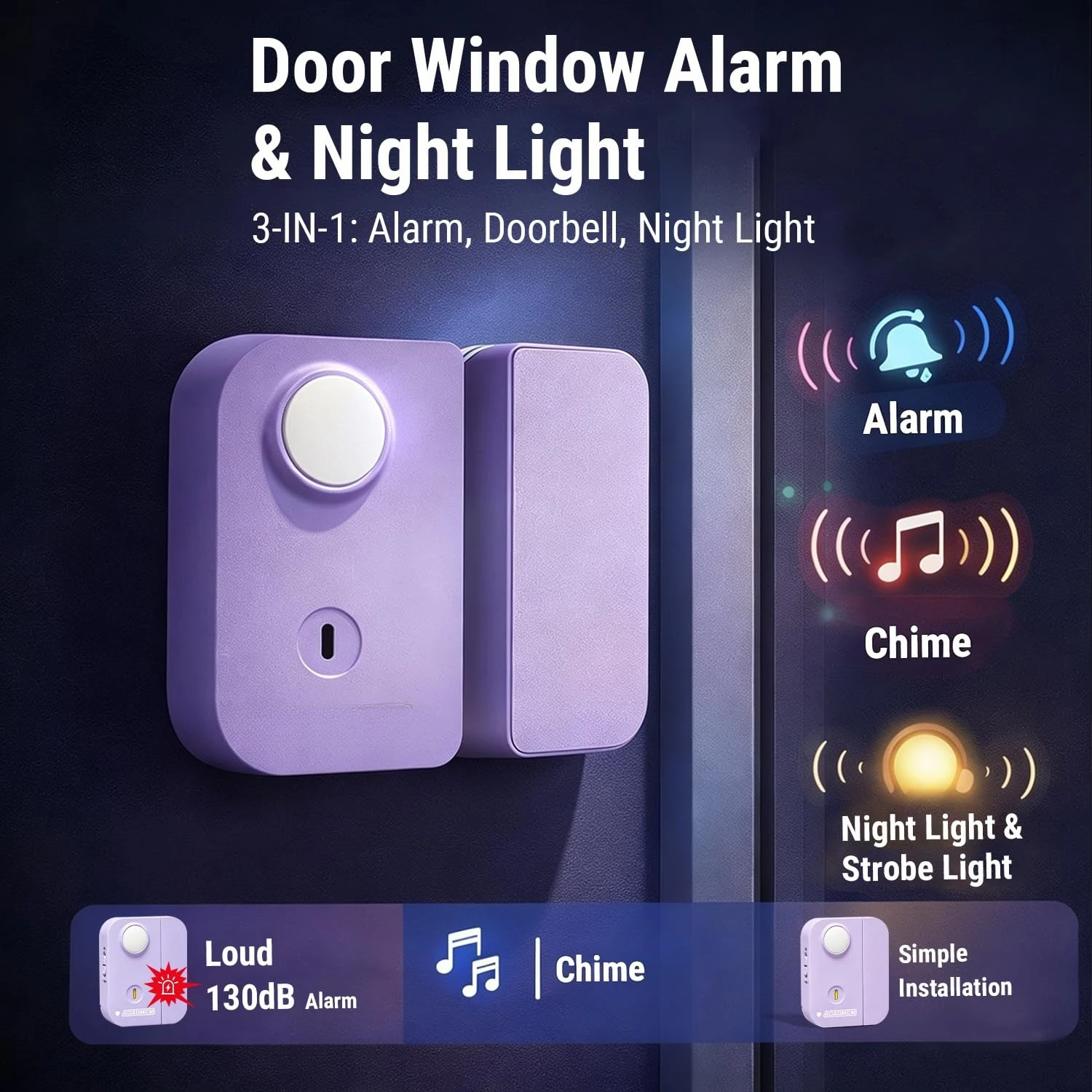 3-in-1 Personal Safety Door Alarm for Travel, at Home, or Window Security