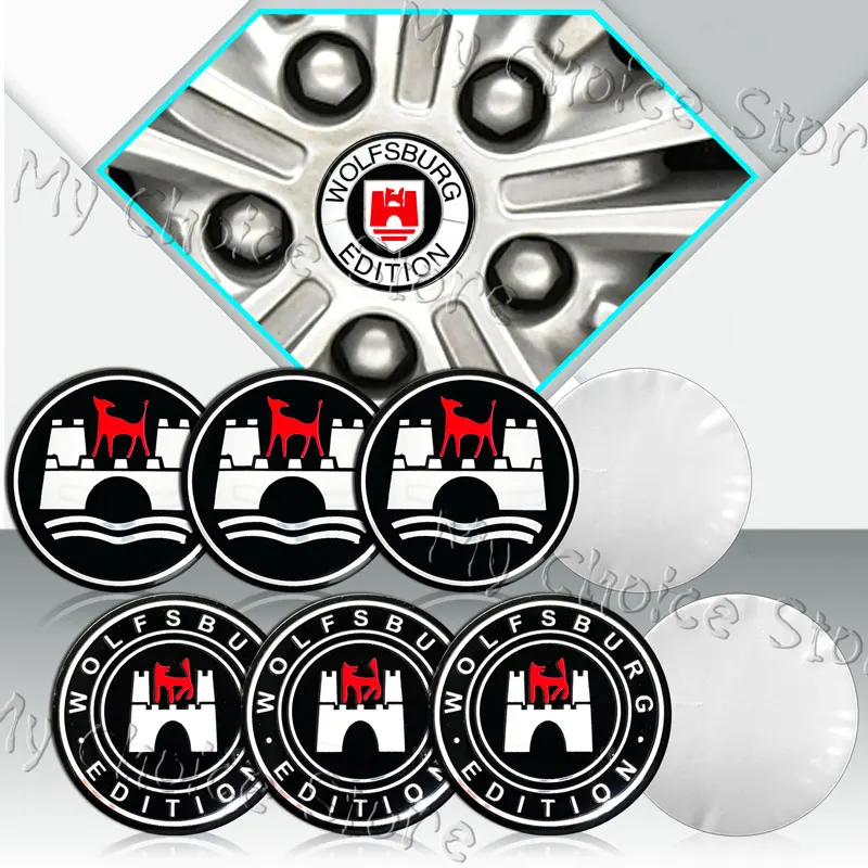 4Pcs 56mm Aluminum Wolfsburg Edition Logo Car Styling Wheel Center Hub Caps Sticker For Golf MK4 MK5 MK6 Touareg Beetle Passat