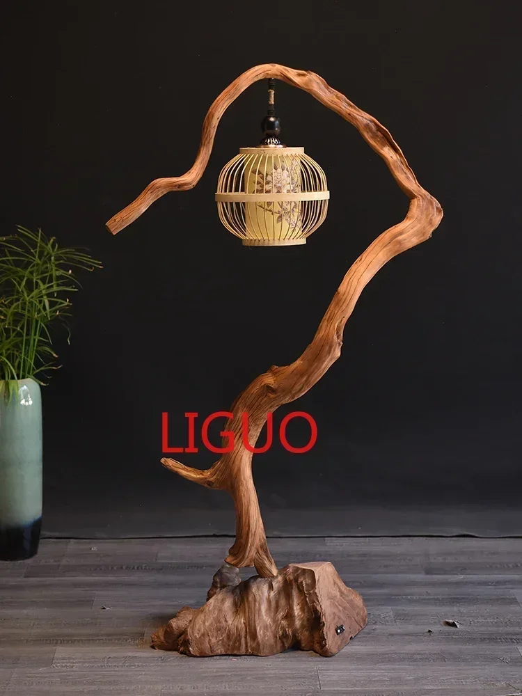 

Natural Taihang Thuja Sutchuenensis Artistic Table Lamp Root Carving Floor Decoration Craft Wood Antique