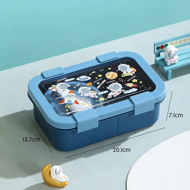 Food Grade PP Kids Divided Double Layer Bento Box Leakproof Lunch Box with Fork Spoon Microwave Safe for School Back To School