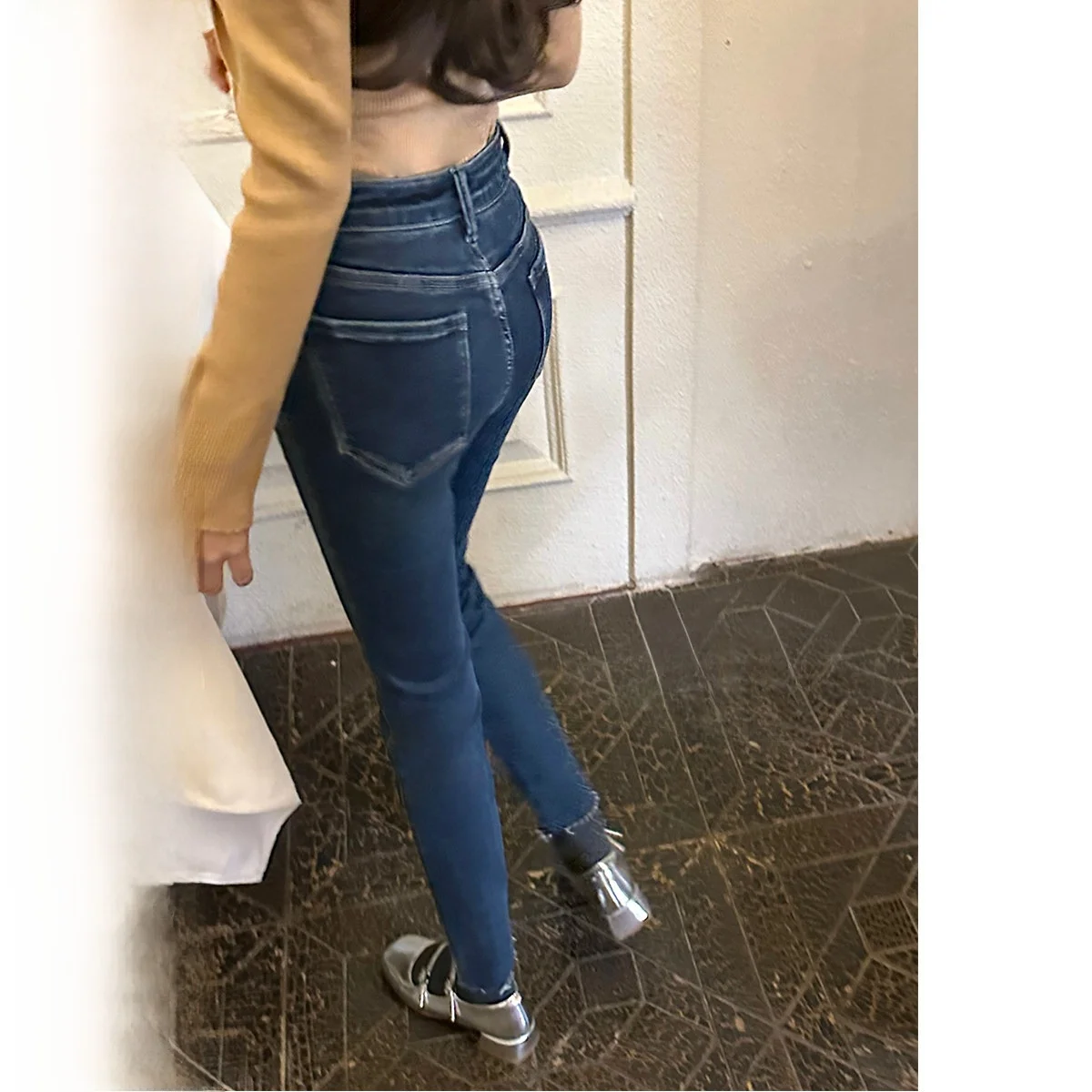 

Джинсы CCZEE: винтажные, облегающие, из эластичного вельвета, с высокой талией, длинные, женские, модные, приталенные, зимние