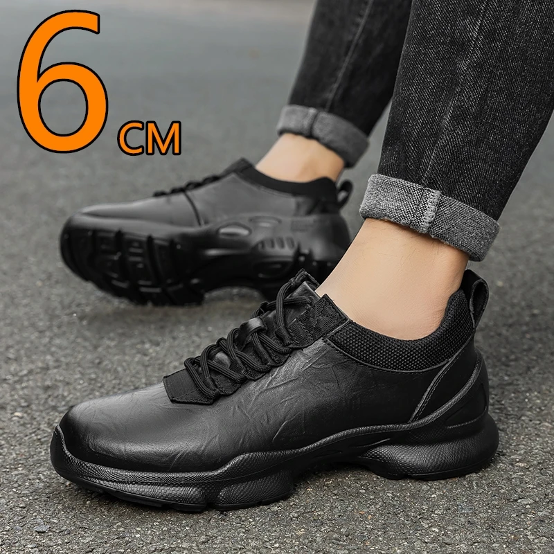 

Men Height Increase Elevatot Shoes 6cm Invisible Insoles Lightweight Comfortable Outdoor Casual Walking Sneakers for Daily Wear