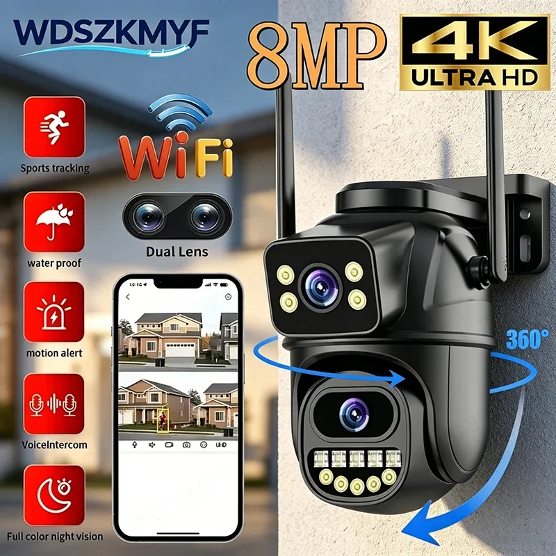 4k-8mp-wifi-ipカメラ屋外3xズームip66防水デュアルレンズptzカメラ自動追跡ホームセキュリティモニタリング