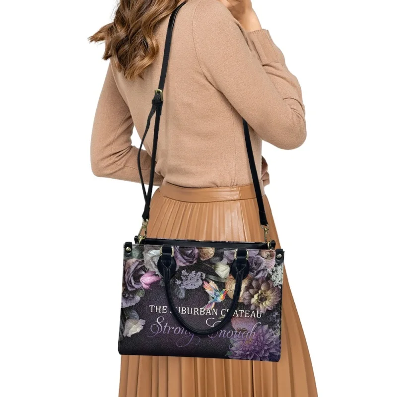 Fourre-tout en cuir PU brodé sur mesure, sac à main à fleurs vintage initié, sacs à bandoulière à la mode, pochette à poignée supérieure personnalisée