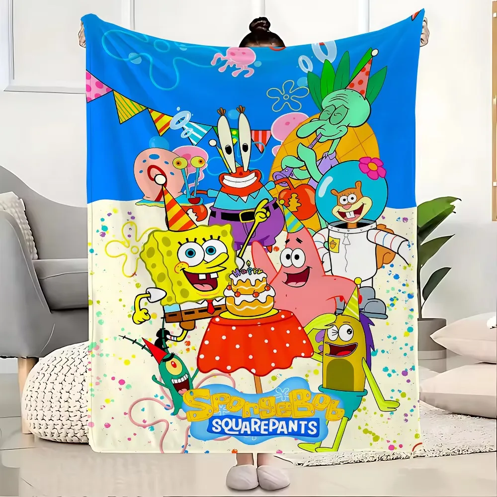 Fluffy Soft Plush Throw Blanket for Sofa Bed Blanket S-SpongeBob and Friends Home Decoration Summer Cozy Blanket on Bed