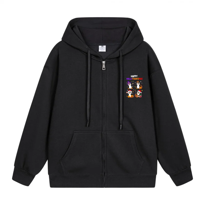 

Men's Zip-Up Hoodie Colorful Characters On Black Hoodie Halloween in 2025 Casual Couples’ Style Halloween Theme Halloween Party