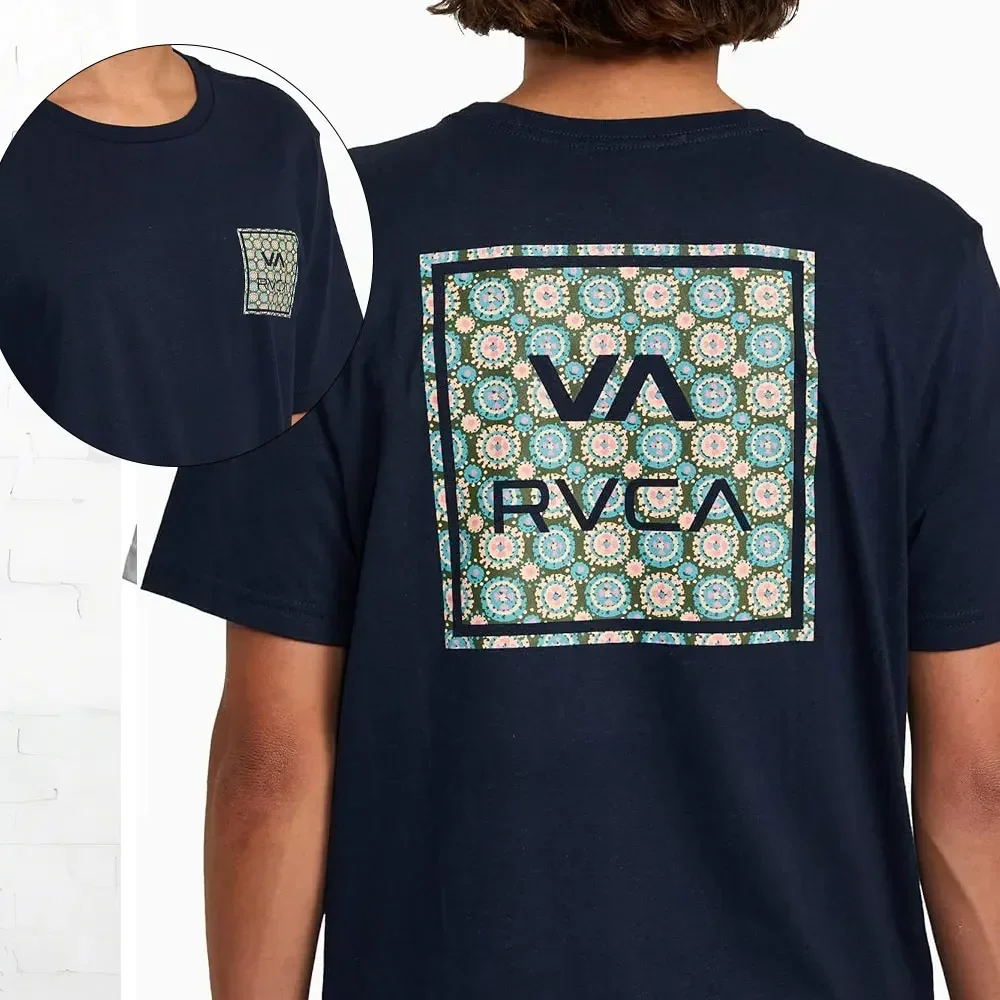 RVCA, camiseta gráfica de manga corta con cuello redondo para hombre, camiseta de algodón Retro a la moda urbana para hombre, camisetas de diseño de manga corta, ropa de calle