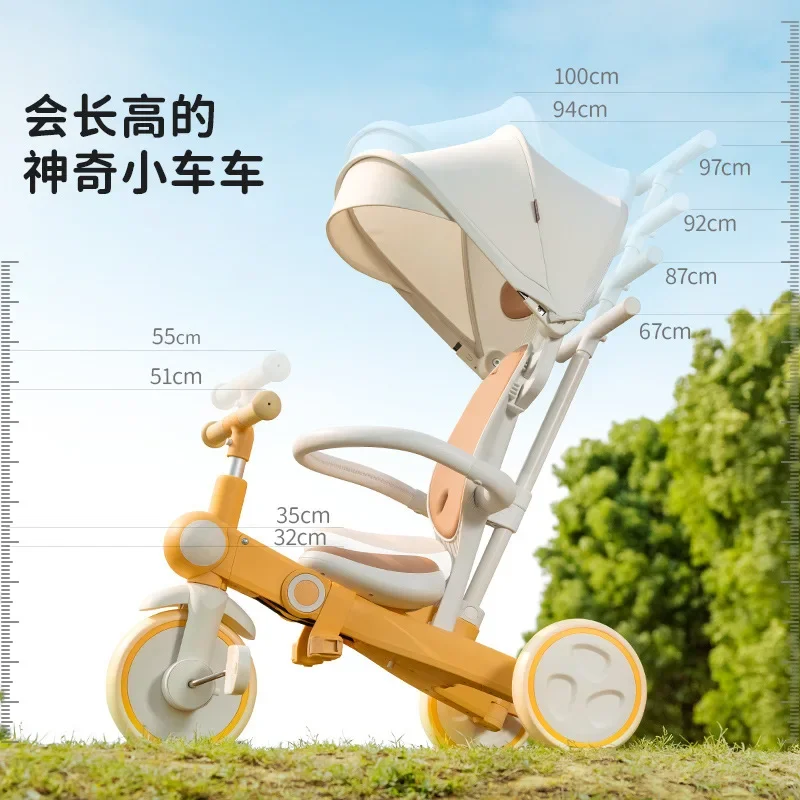 Nadle Tricycles with Pedals Suitable for Children Aged 1-3 To 6 Lightweight Foldable Handcart for Strolling Children