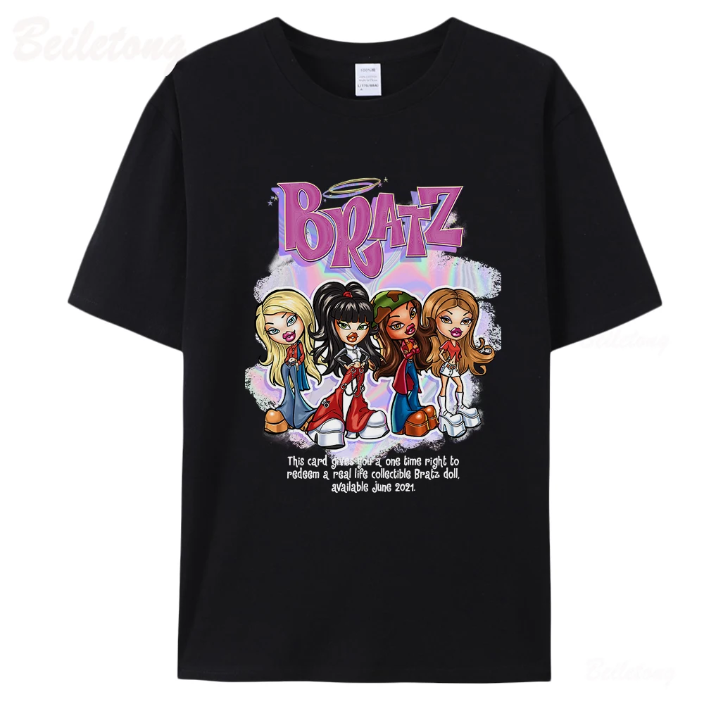 Bratz Tshirt Baggy Women Y2k T Shirt Classic Kawaii Aesthetic Harajuku 100% Cotton Print Girl Fashion Tops Oversized Tees O-neck