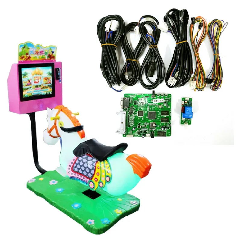 Crazy Horse 2 in 1 Kiddie Rides Video Game Kit Children DIY Arcade  Coin Operated Accessories Rocking machine