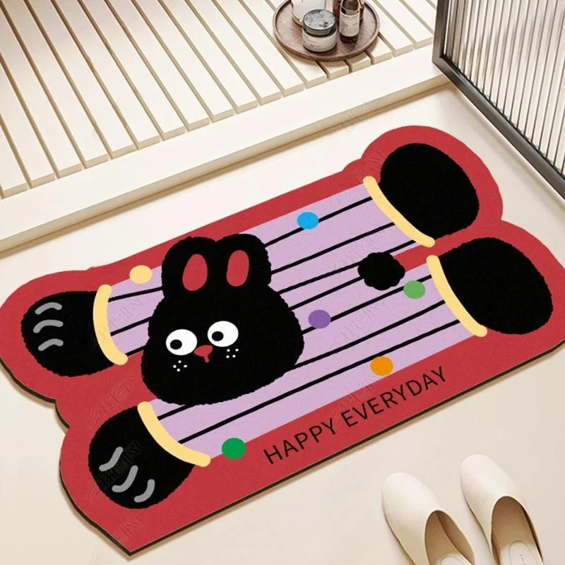 

Влаговпитывающий коврик для ванной, милый, для дома, для прихожей, противоскользящий, для ног, простой, с принтом в виде животных