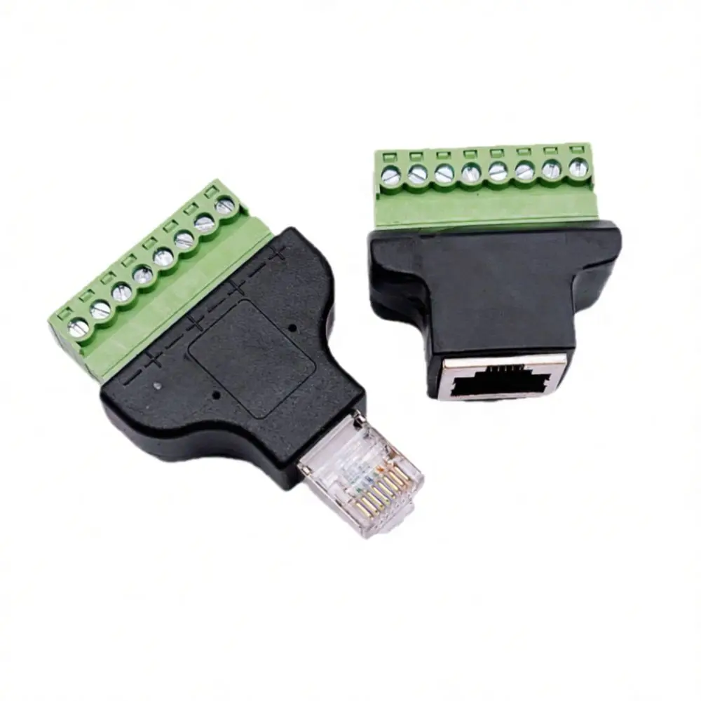 RJ45 To 8PIN Terminal Block Solderless Green Connector For For JT Industrial Security Monitoring Cable Connection