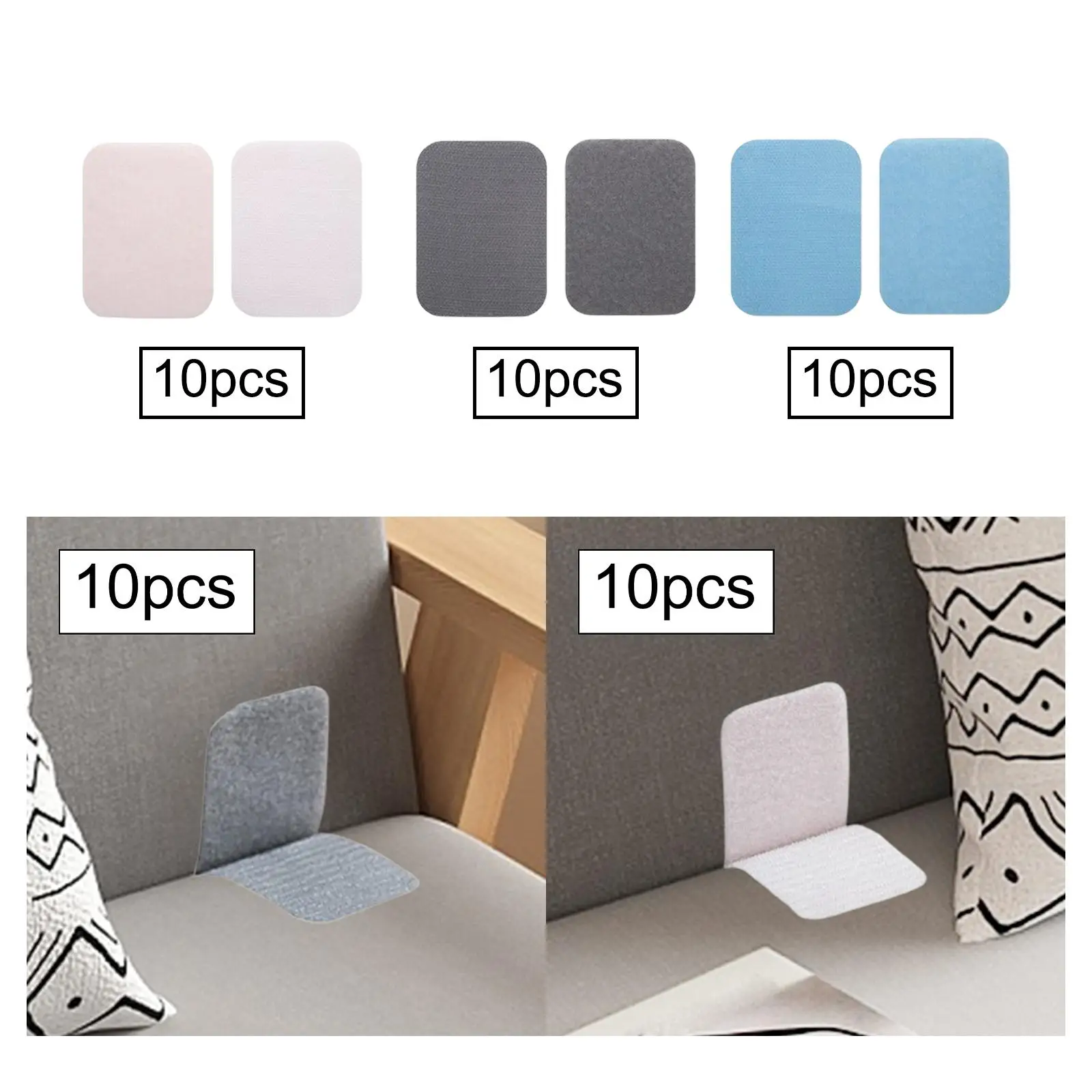 10Pcs Strips with Adhesive Double Sided Tape for Curtain Home