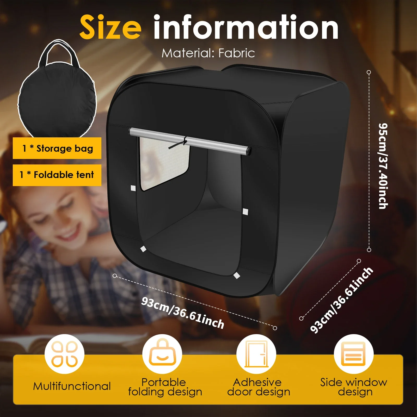 Portable Light-block Tent Foldable Calm Down Corner Tent Multifunctional Pop Up Play Tents with Organizer Bag for Home Traveling