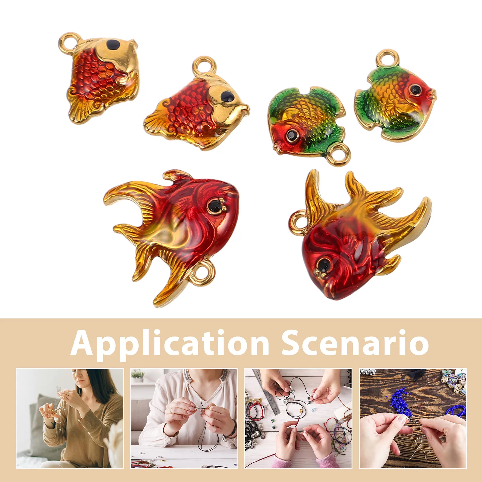 6Pcs Animal Pendant Necklace Stainless Steel Fish Charm Colorful Vacuum Plated Durable DIY Jewelry Making Bracelet Charm view 5